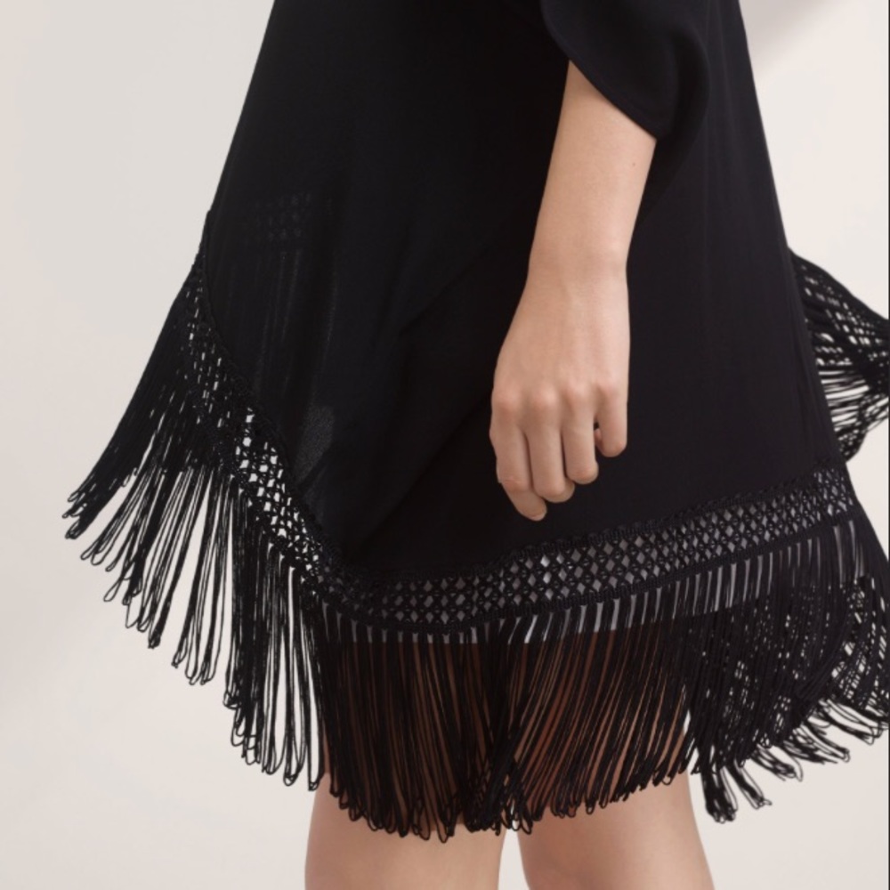 Aritzia Talula Black Fringe Poncho Blouse